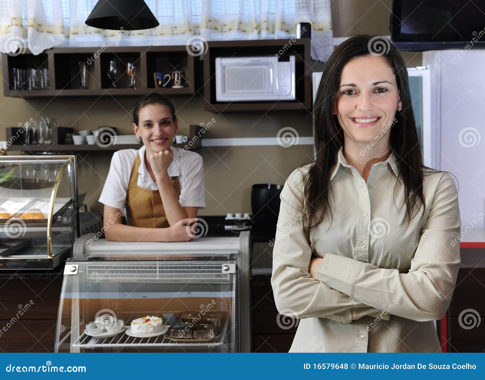 small business team, owner of a cafe or waitress