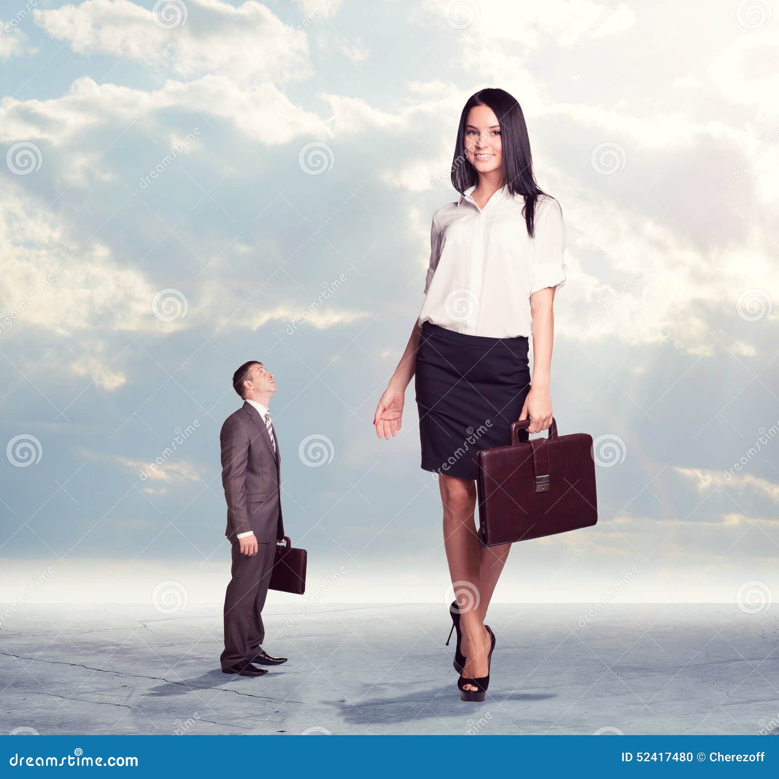 Small Businessman Looking Up at on High Walking Stock Photo - Image of ...
