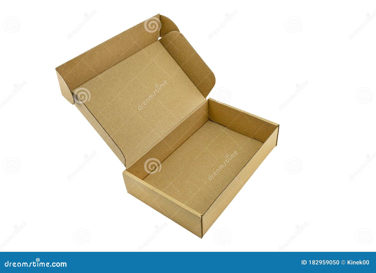 small cardboard made of corrugated cardboard with an opening upper part,  on a white background with a clipping path.