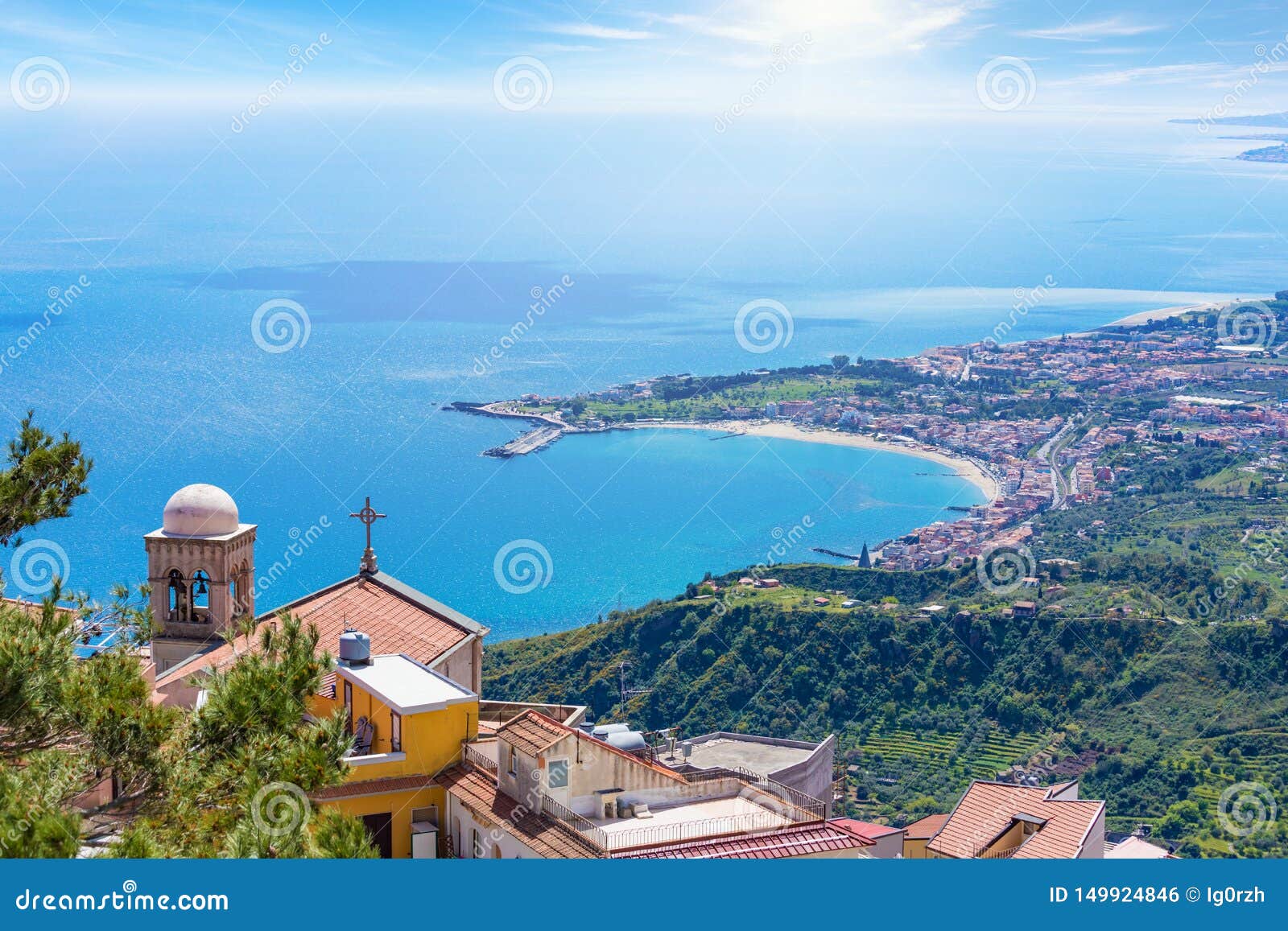 church chiesa madre in castelmola above taormina, sicily island, italy