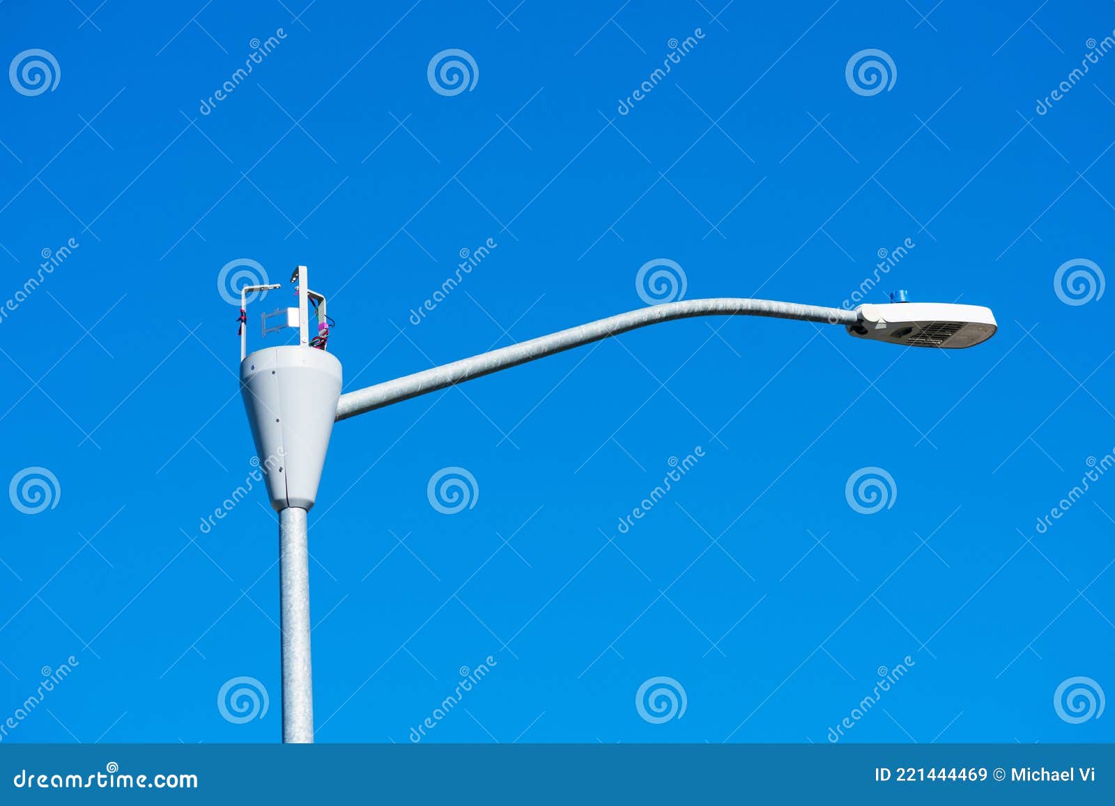 Small Cell Antenna Installation on a Lamp Post is in Progress