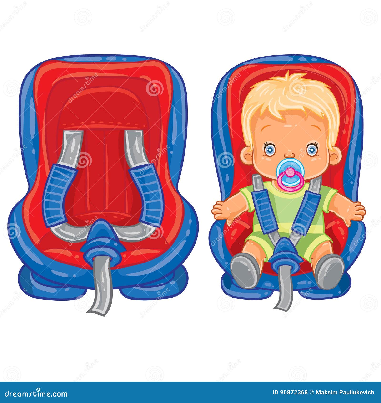 Small child in car seat stock vector. Illustration of happiness 90872368
