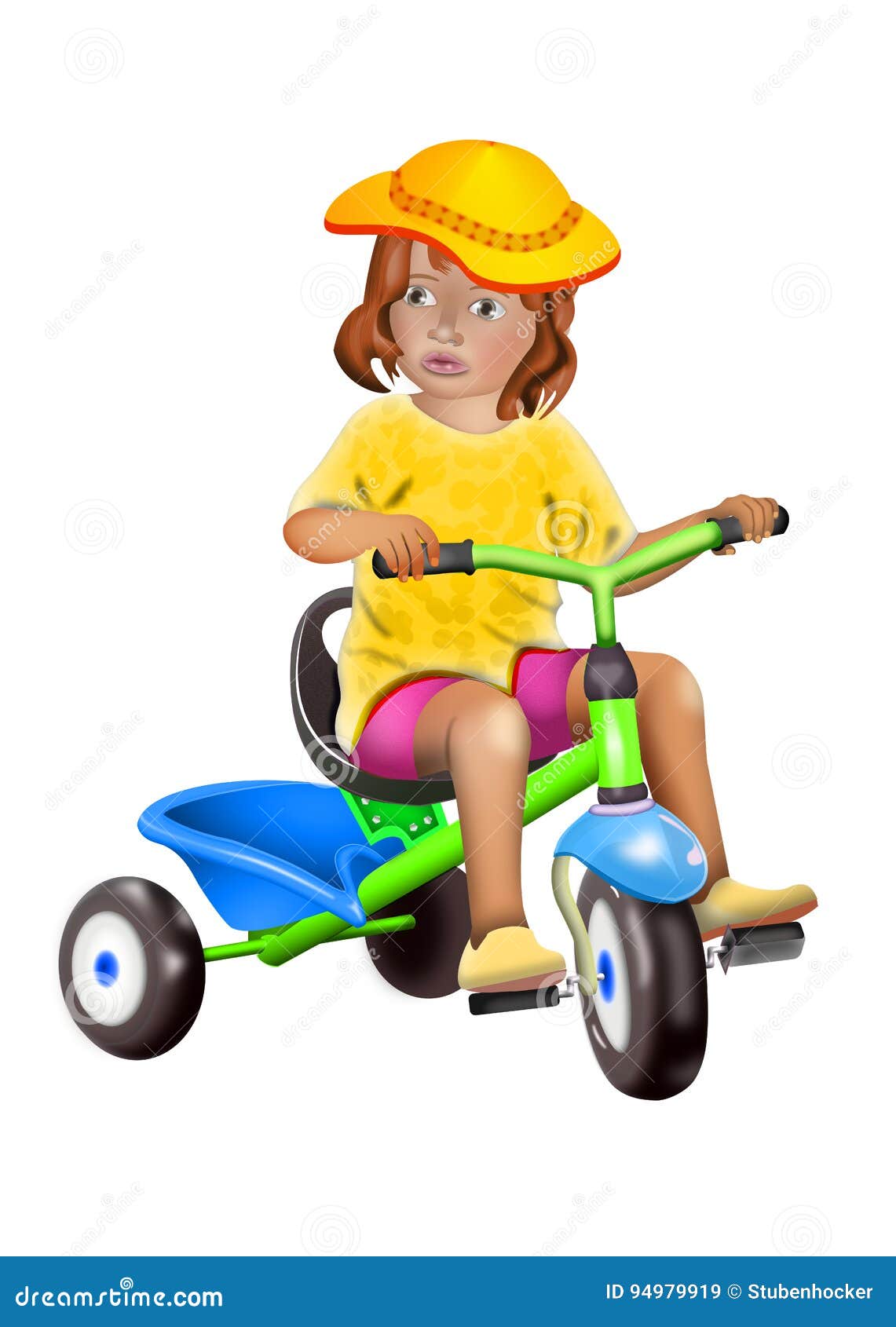 Small Child Riding Tricycle Stock Image Illustration of play, green