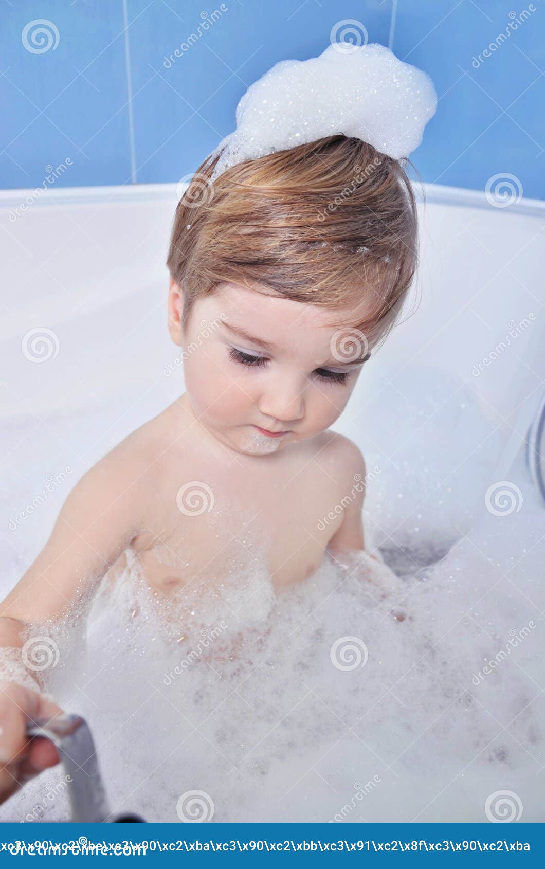 Small child takes a bath stock photo. Image of bathtub 85960570