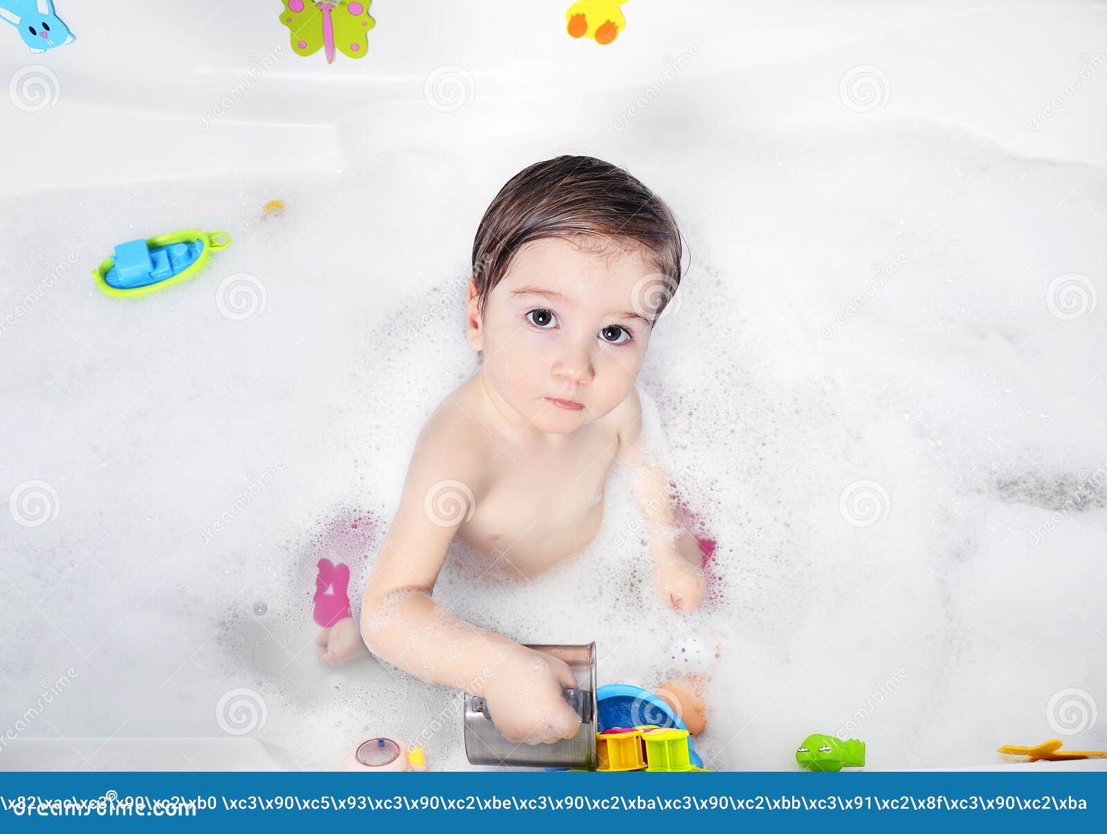 Small child takes a bath stock photo. Image of little 85960716