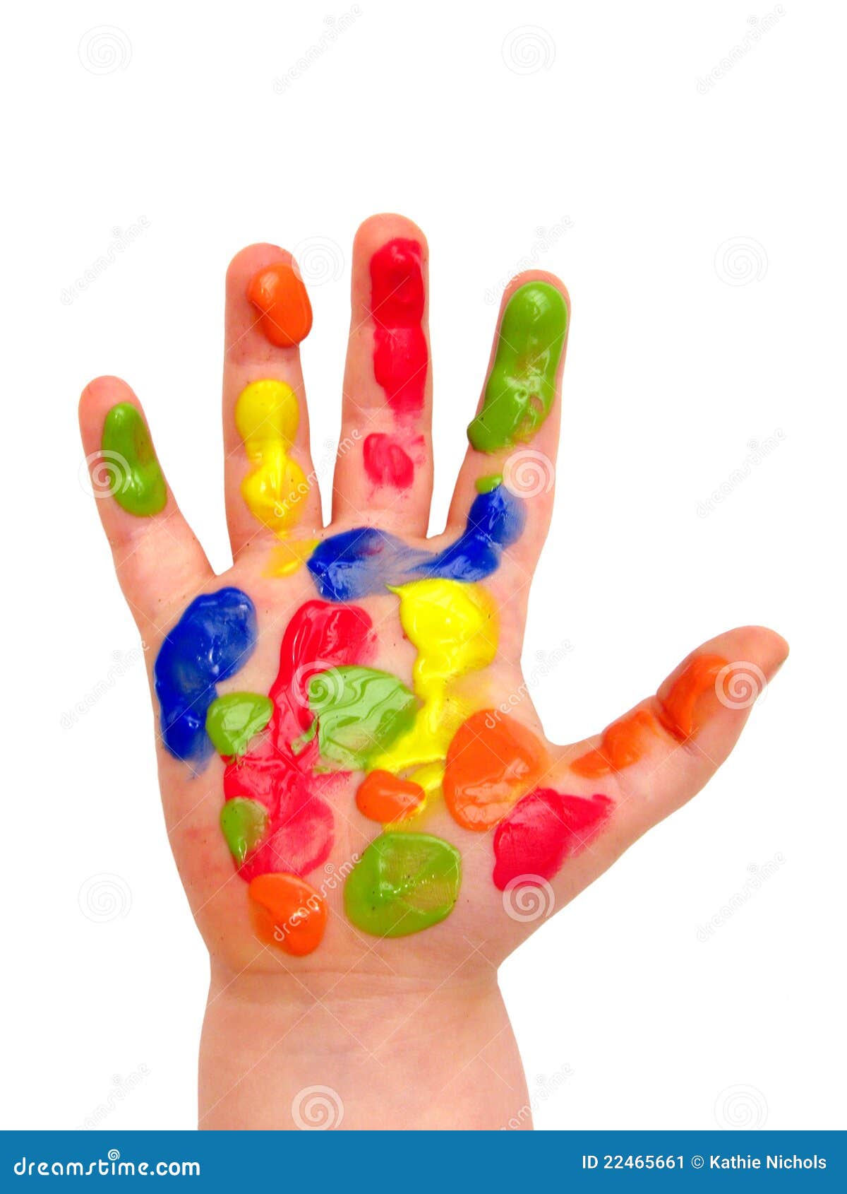 Small Childs Hand Covered in Paint Stock Image Image of education