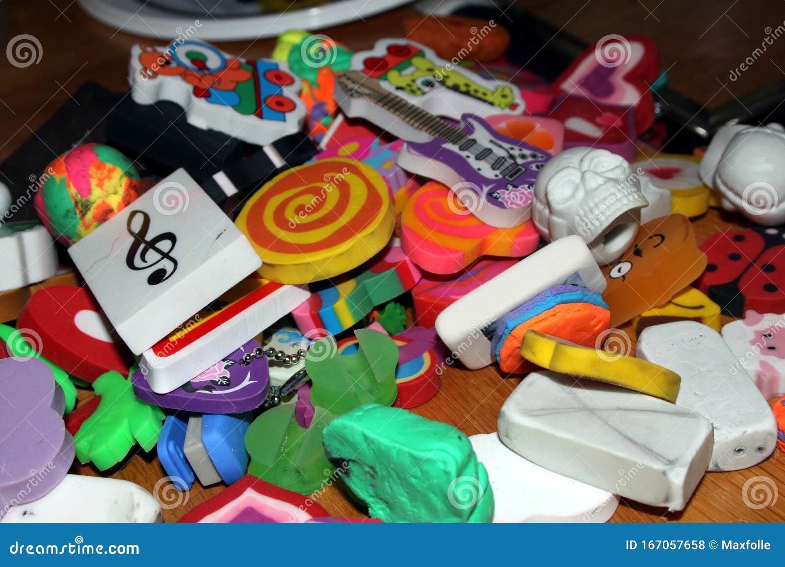 A Small Collection of Colored Erasers Stock Photo Image of paper