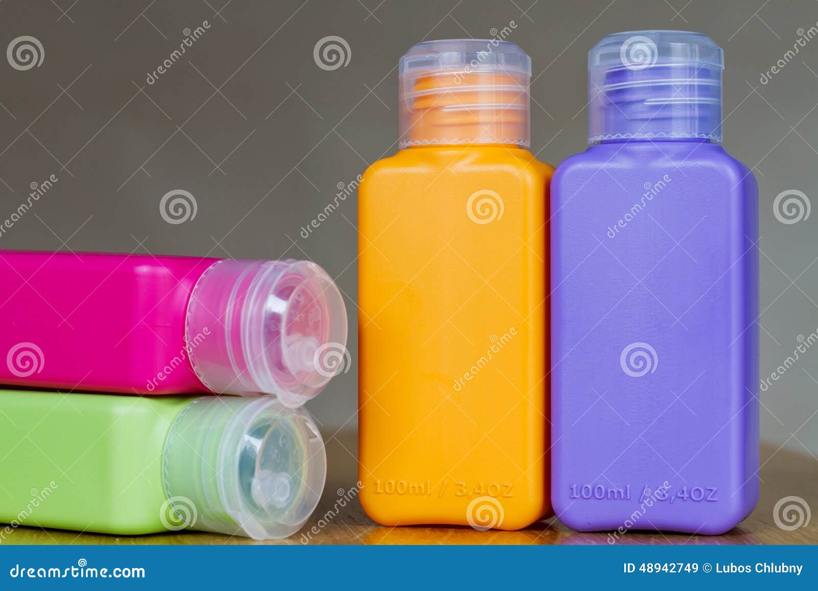 Small Colored Plastic Bottles for Traveling Stock Image Image of body