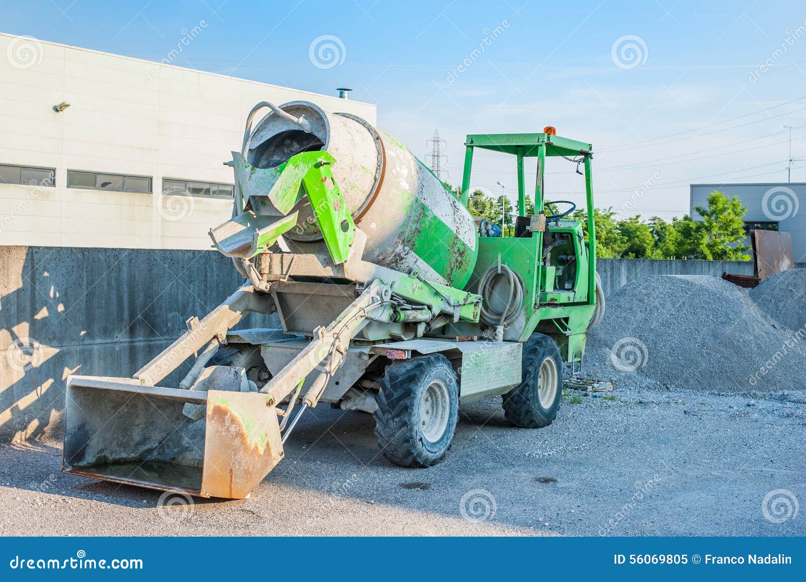 Small concrete mixer truck stock image. Image of drive 56069805