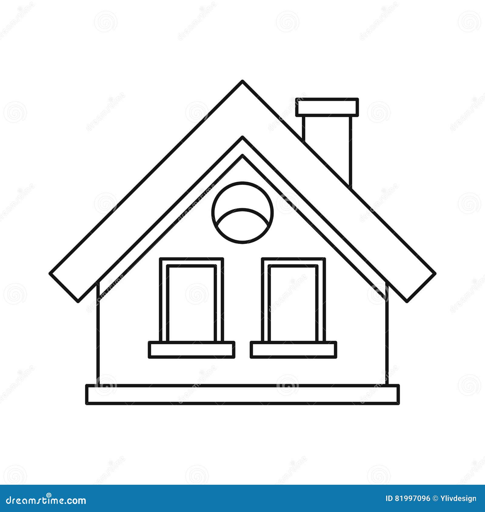 Small Cottage Icon, Outline Style Stock Vector - Illustration of facade ...