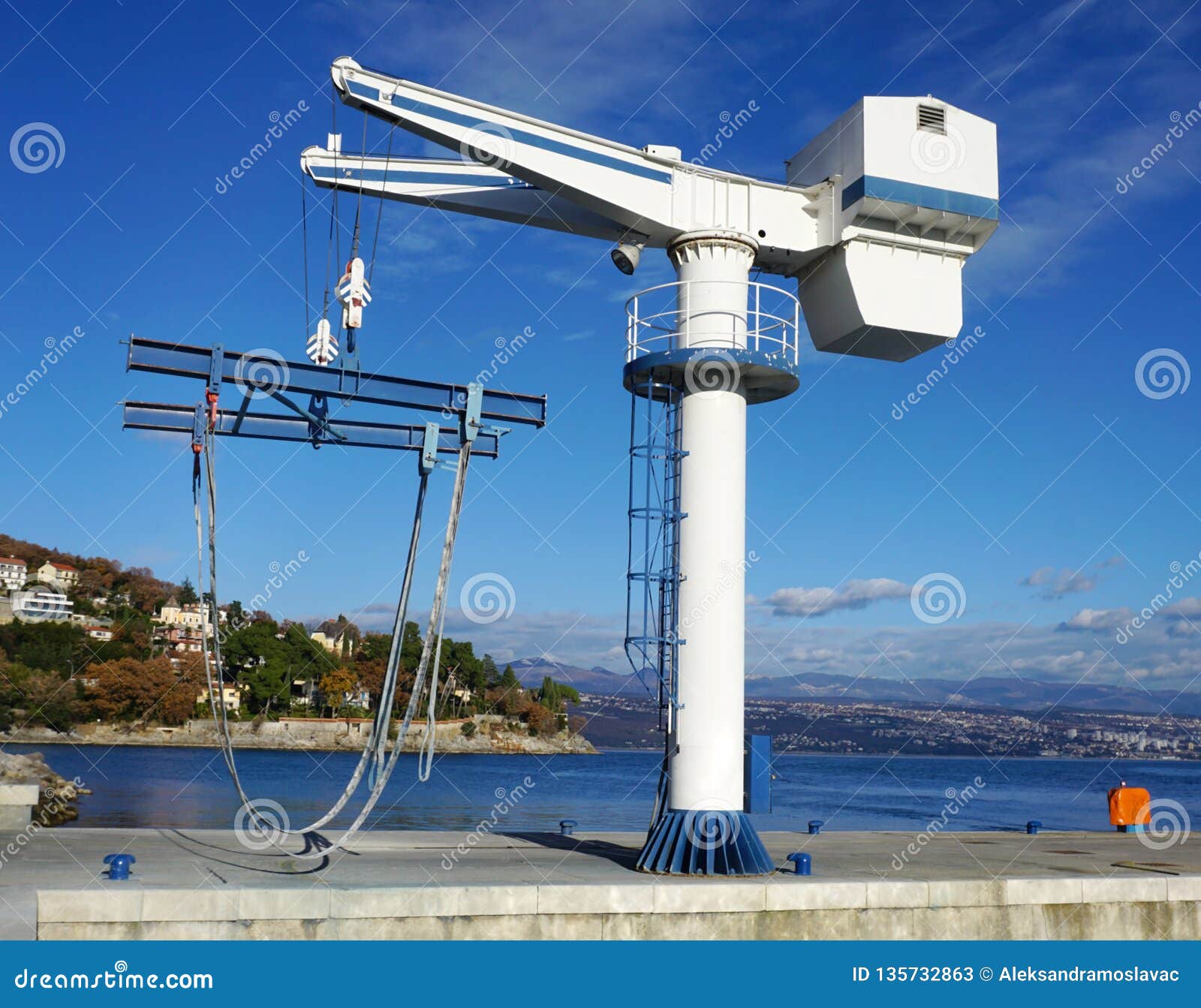 Small Crane for Boat, Gantry Crane Travel Lift Stock Image - Image of