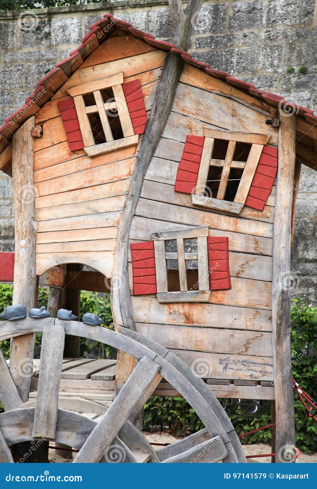 Small Crooked Playhouse On Public Playground Stock Image Image