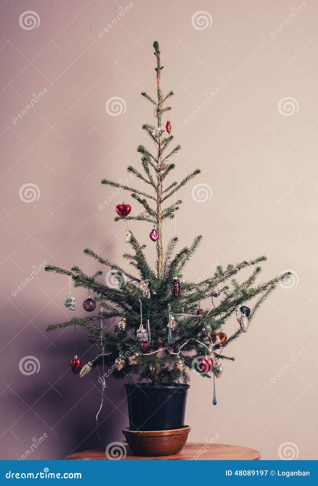 Small Decorated Christmas Tree Stock Image Image of christmas, seasonal 48089197