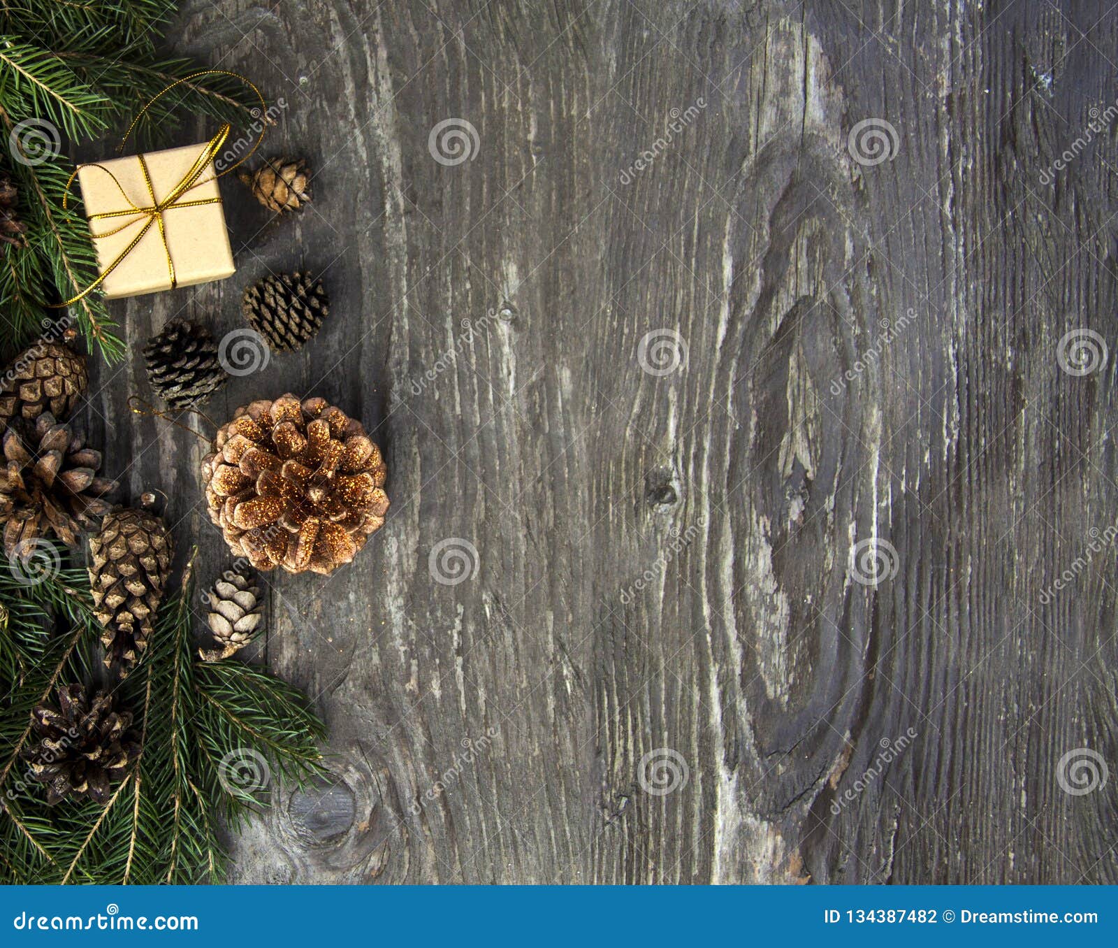 Christmas Gift Boxes On A Rustic Wooden Background Stock Photo - Image ...