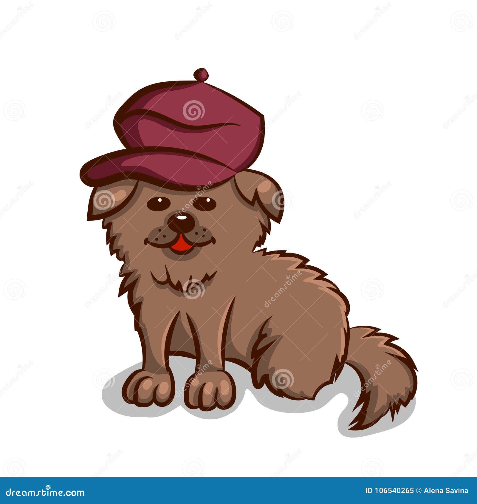 Small Dog in Beret stock vector. Illustration of background - 106540265