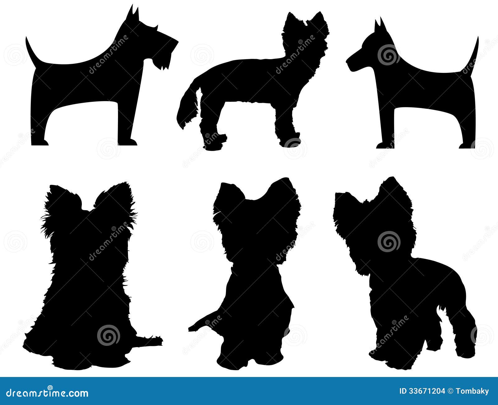 small dog silhouettes (yorkshire terrier and schna