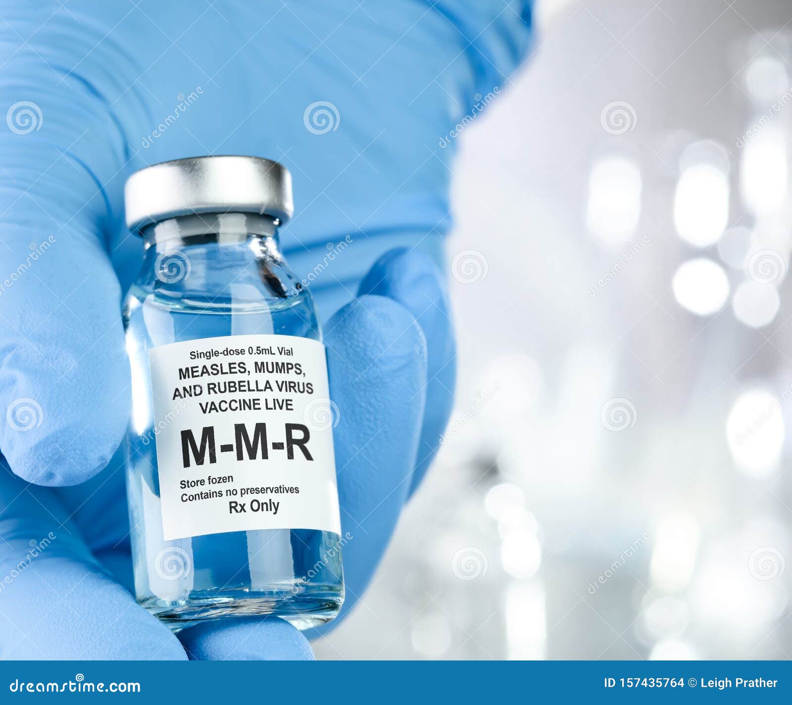 small drug vial with mmr vaccine