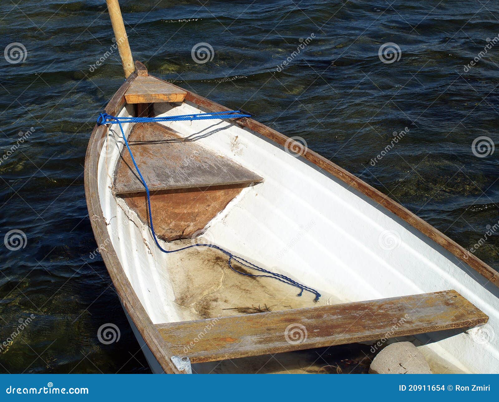 Small Fishing Boat Dory Rowboat On Water Stock Photo ...