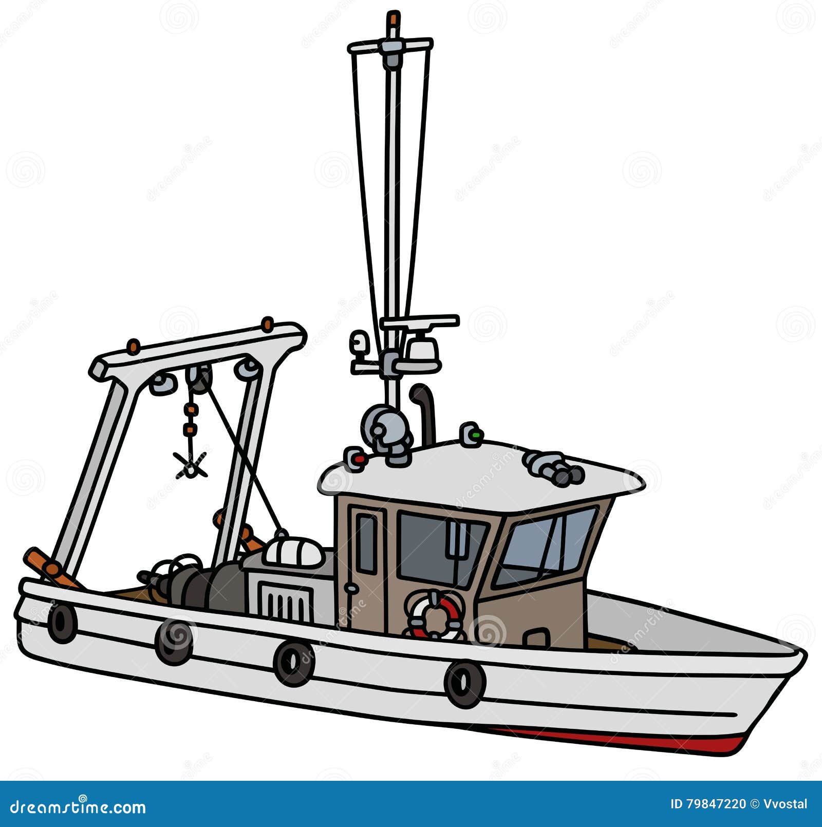 Small fishing boat stock vector. Illustration of winch - 79847220