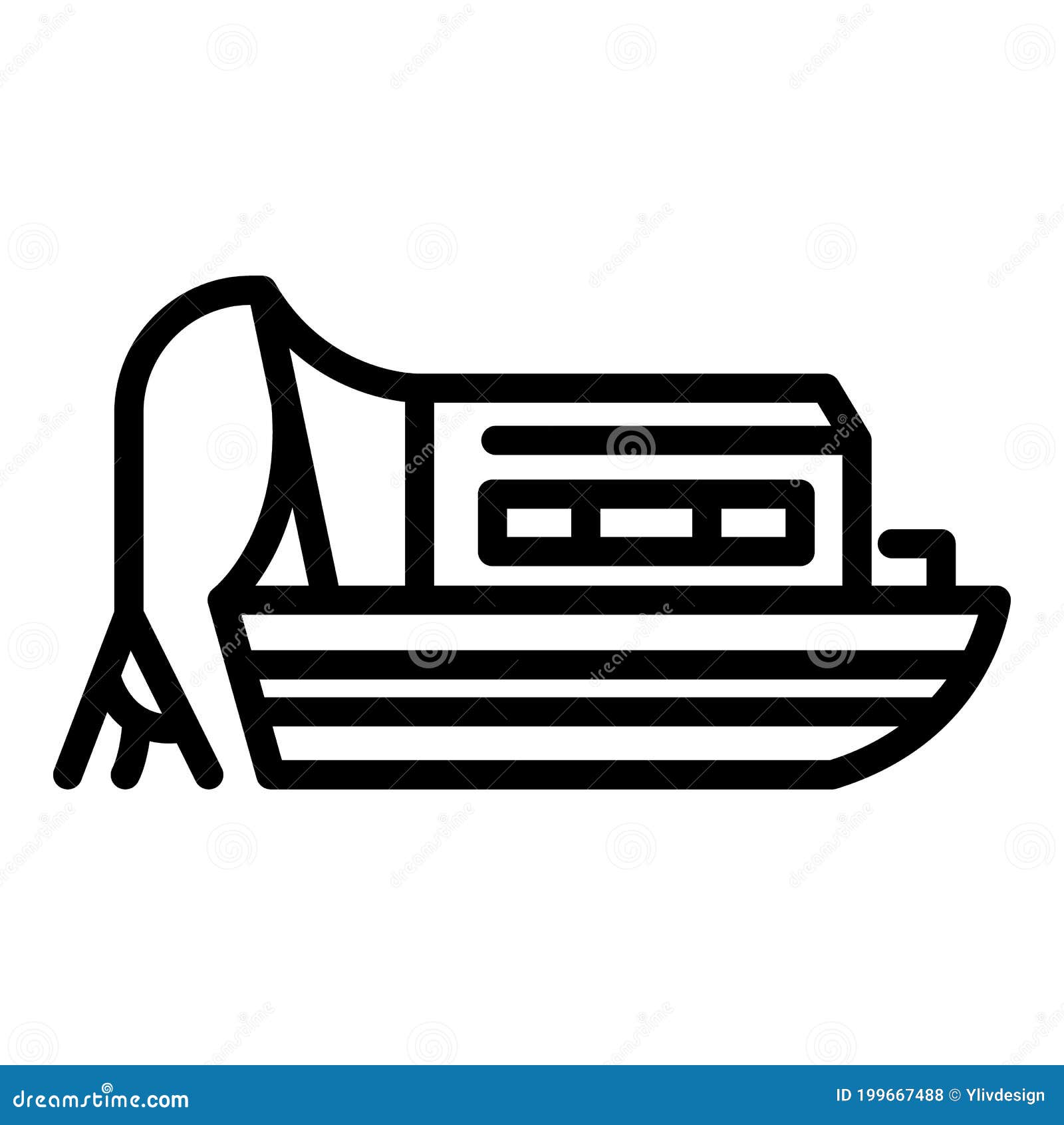 Download Small Fishing Boat Icon, Outline Style Stock Vector - Illustration of ocean, thin: 199667488
