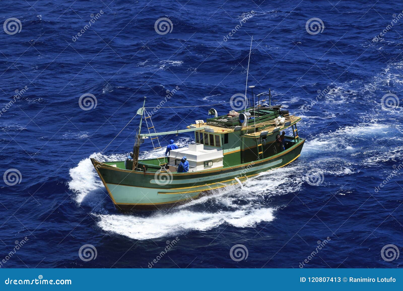 Small fishing boat at sea stock image. Image of ship - 120807413