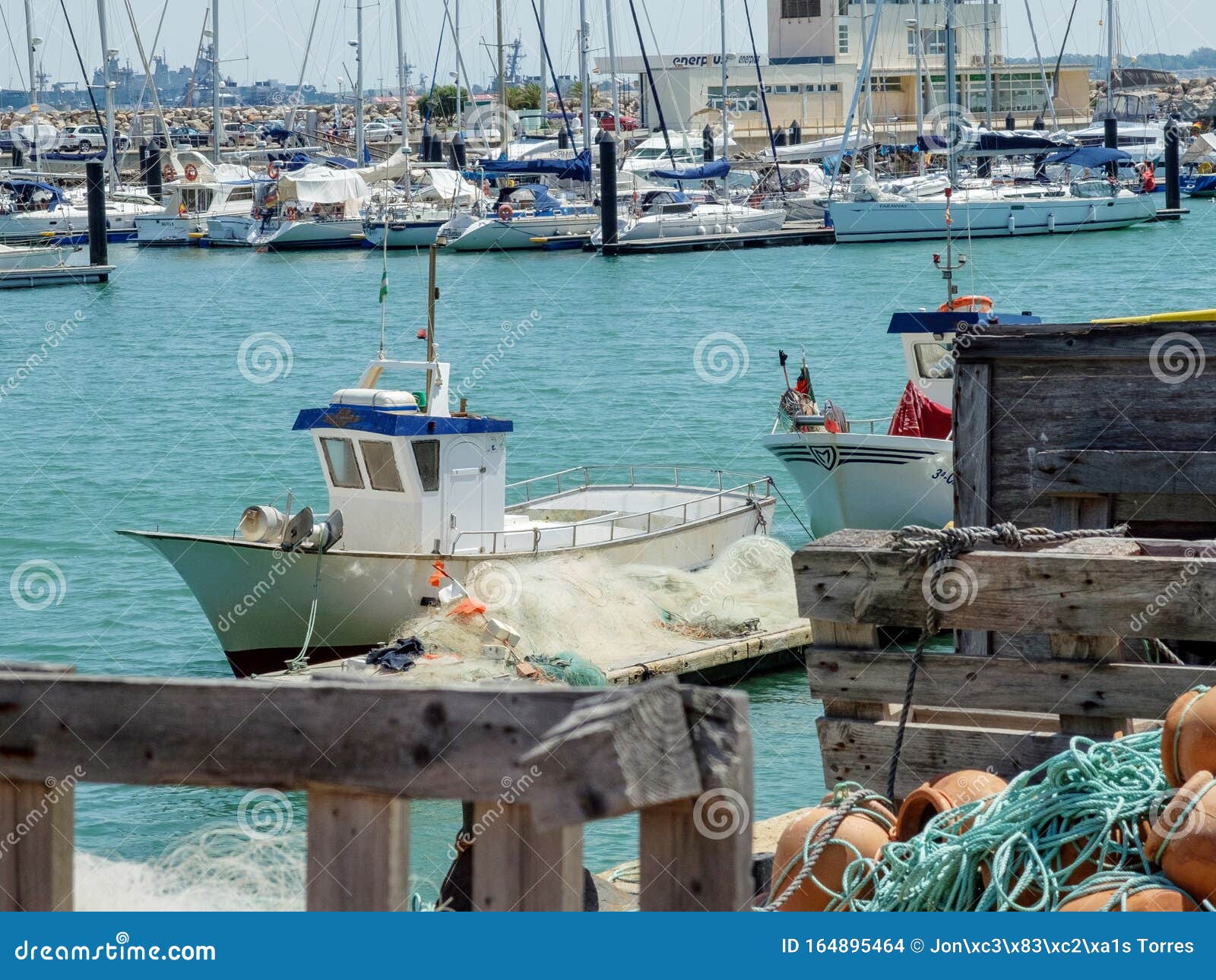 Small Fishing Boats with Fishing Tools Editorial Stock Image