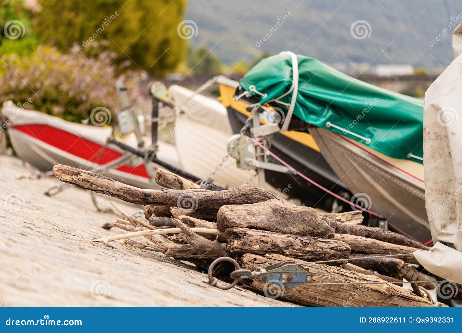 Small Fishing Boats with Fishing Net and Equipment, Motor Boat or