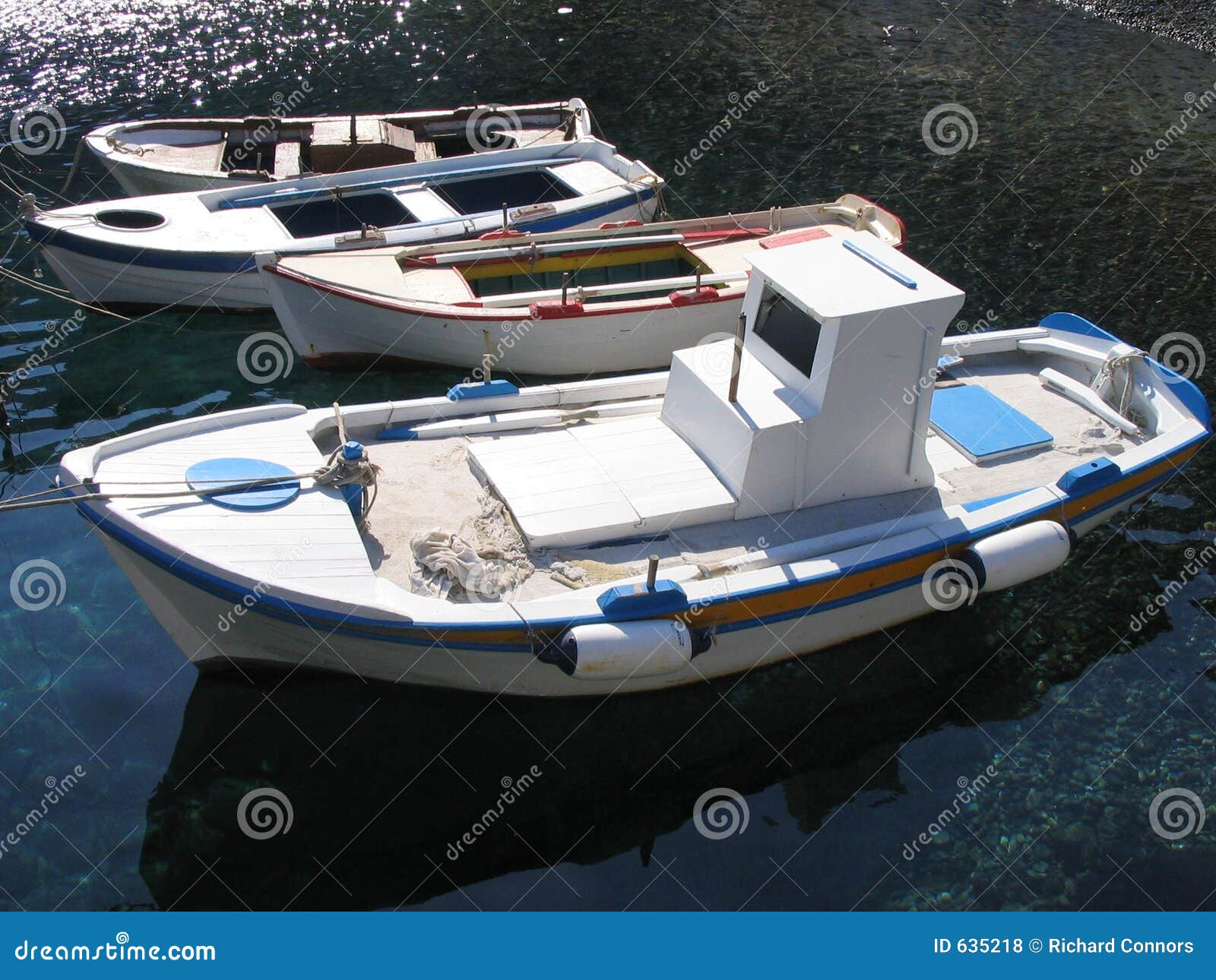 Small Fishing Boats, Santorini, Greece Royalty Free Stock ...