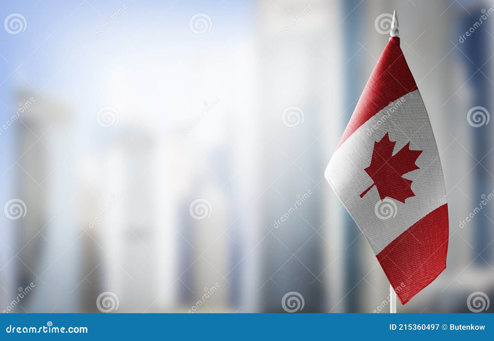 A Small Flag of Canada on the Background of a Blurred Background Stock Illustration