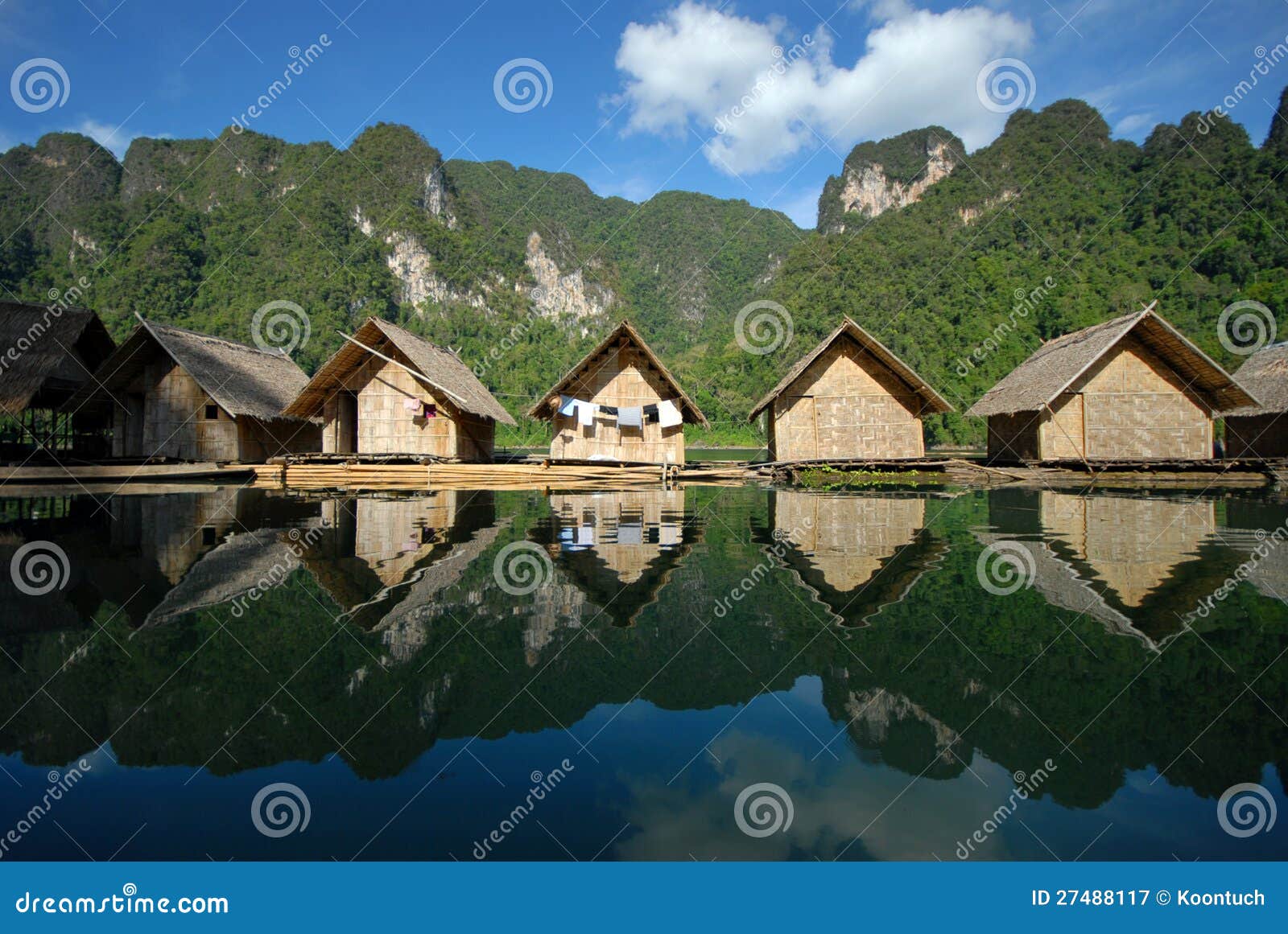 Small Floating House in the Lake. Stock Image Image of raft, mountain