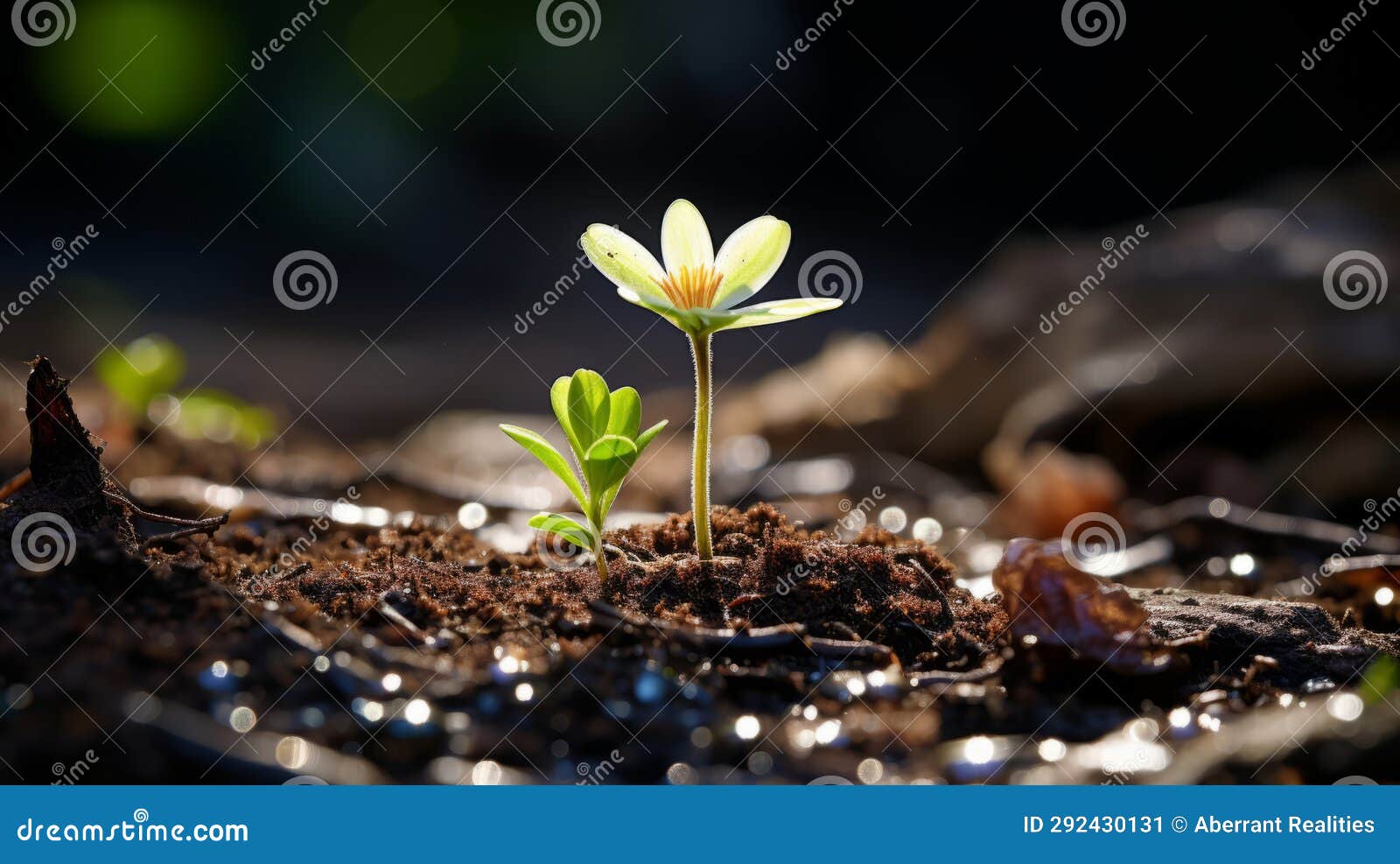 A Small Flower is Growing Out of the Ground Stock Illustration