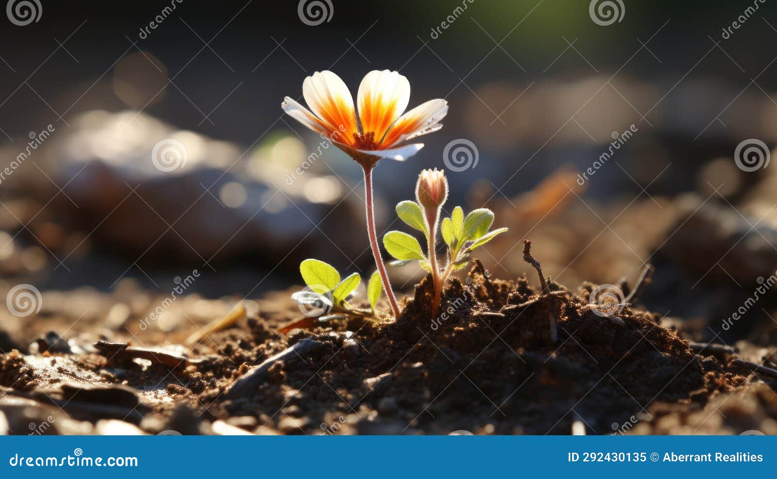 A Small Flower is Growing Out of the Ground Stock Illustration