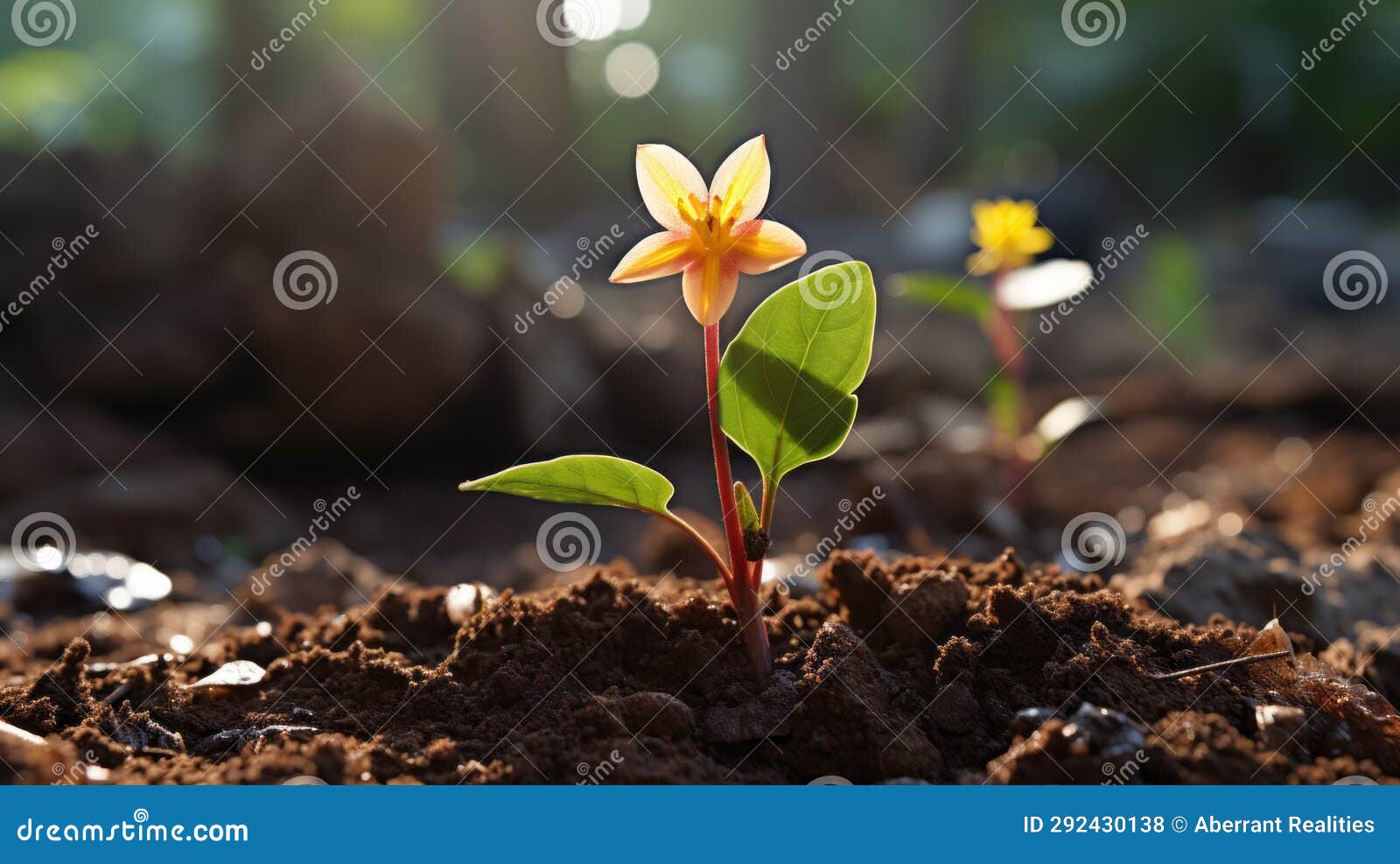 A Small Flower is Growing Out of the Ground Stock Illustration