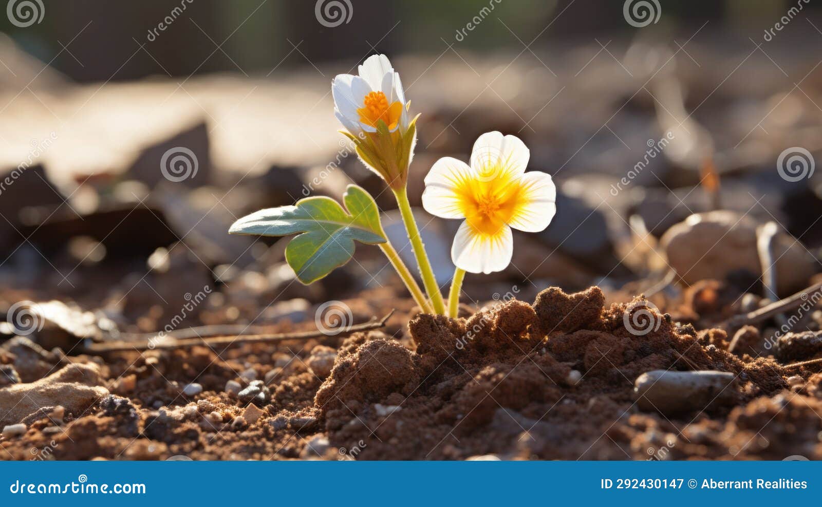 A Small Flower is Growing Out of the Ground Stock Illustration