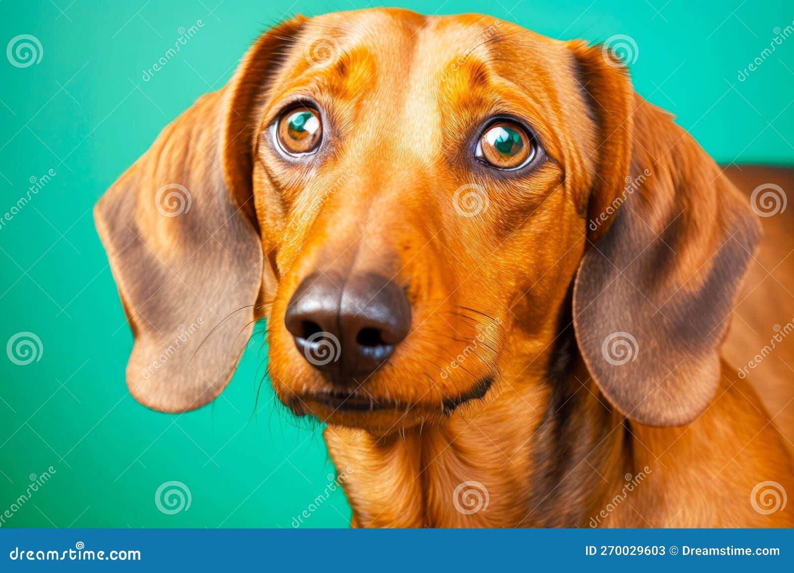 Small Friendly Dachshund Dog on Green Background Stock Illustration