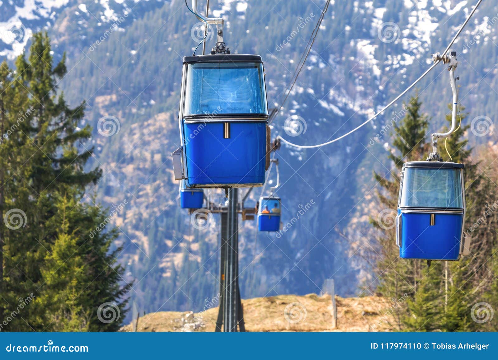 Small Funicular in Front of Mountain Hills Stock Photo - Image of