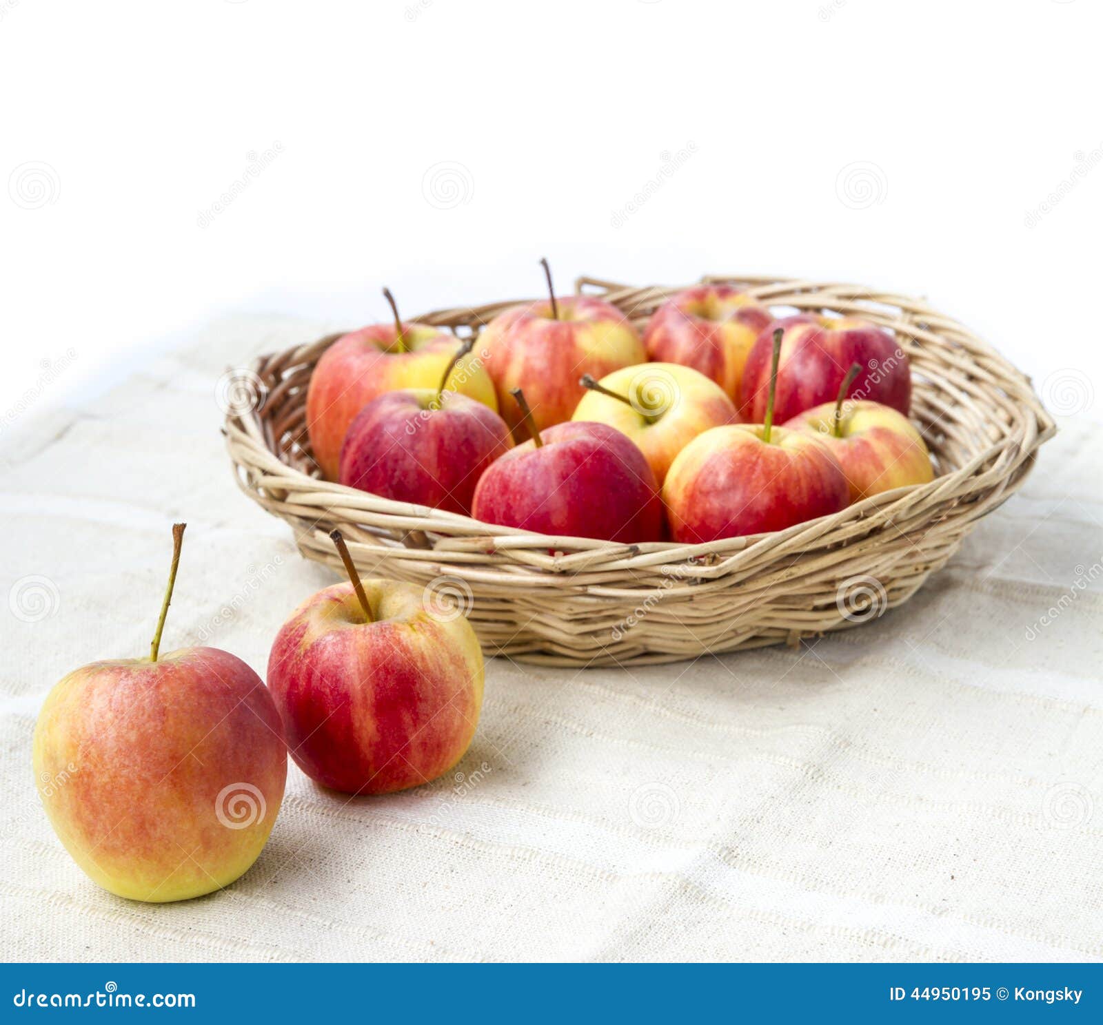 Small Gala Apple in Basket on Sack Over White. Stock Image Image of circle, background 44950195