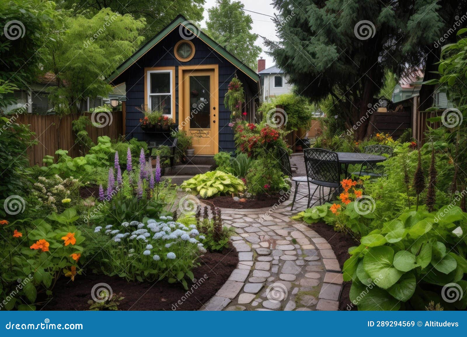 Small Garden Area Around a Tiny Home Stock Image Image of outdoor