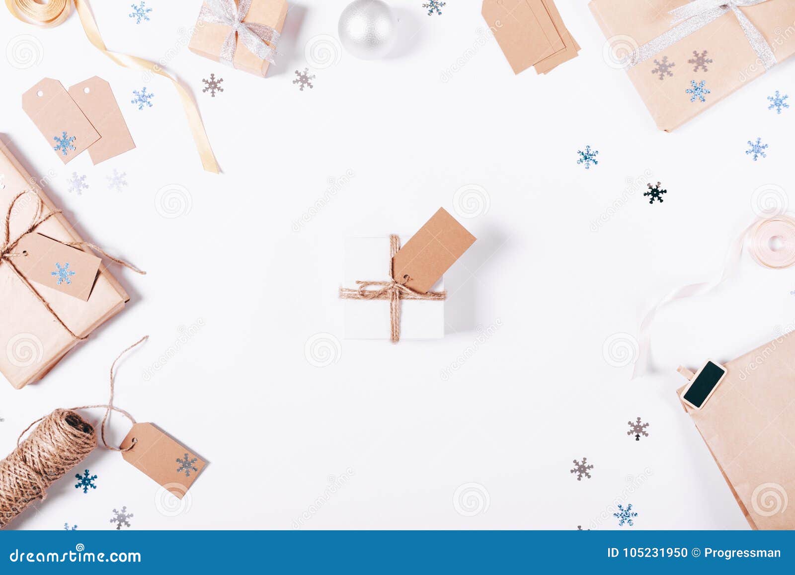 Small Gift Box with a Bow and a Label Stock Photo Image of blue