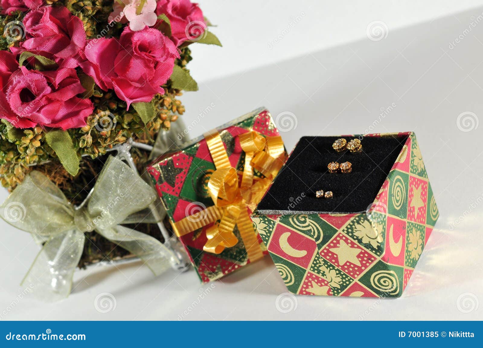 Small Gift Box with Earrings Stock Image Image of decorate, desktop