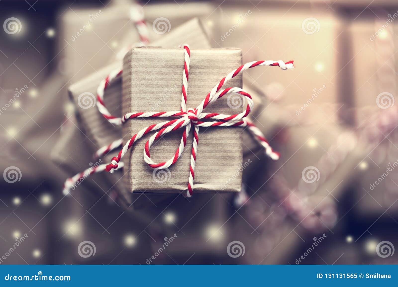 Small Gift Box on Top of a Pile of Gift Boxes. Stock Image Image of