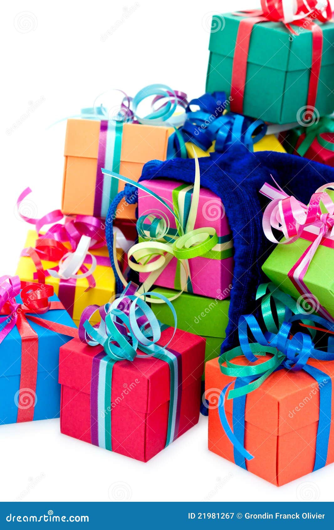 Small Gift Boxes and Blue Bag Stock Image - Image of colored, colour ...