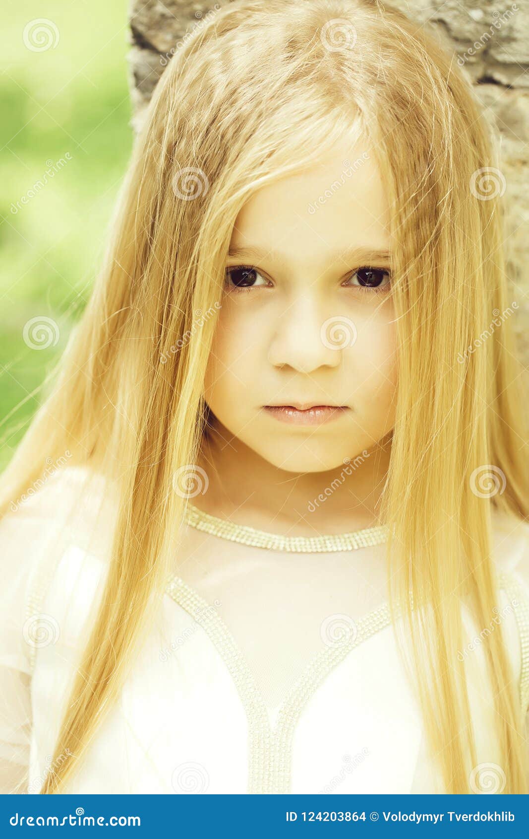 Small Girl with Blonde Hair Outdoor Stock Photo - Image of white, girl:  124203864