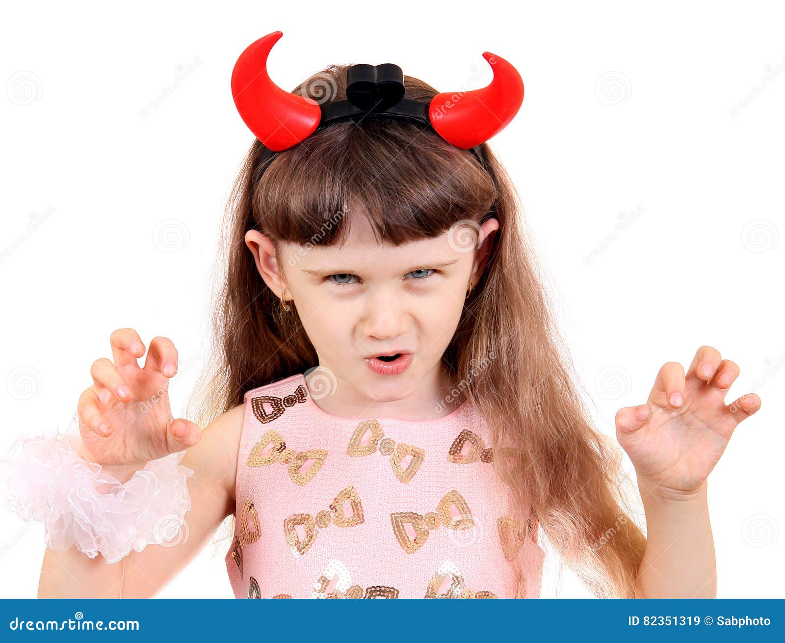 Small Girl with Devil Horns Stock Image Image of palm, naughty 82351319