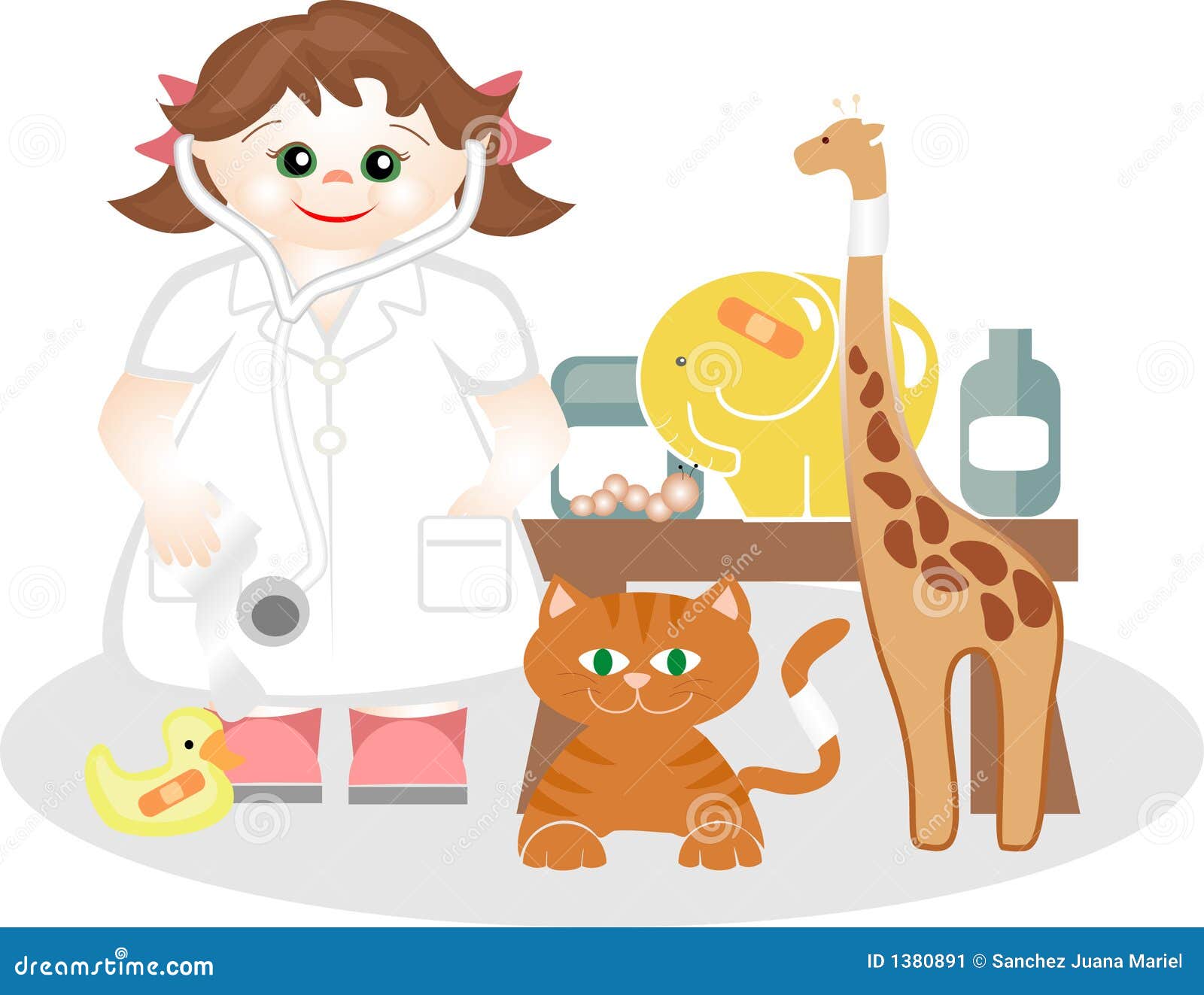 small girl playing the veterinary medicine