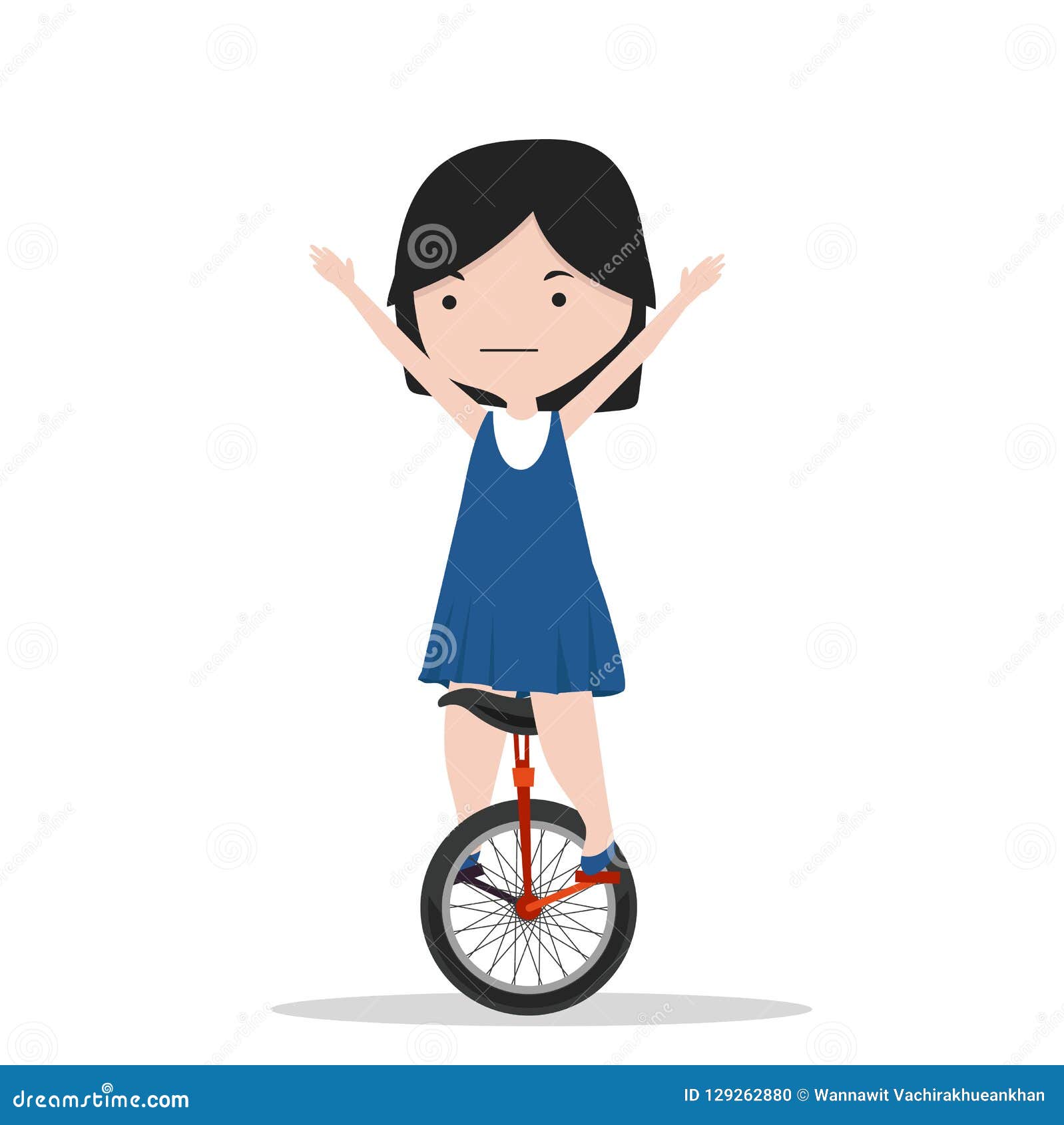 Small Girl Riding a Unicycle Stock Vector - Illustration of hand, cartoon:  129262880