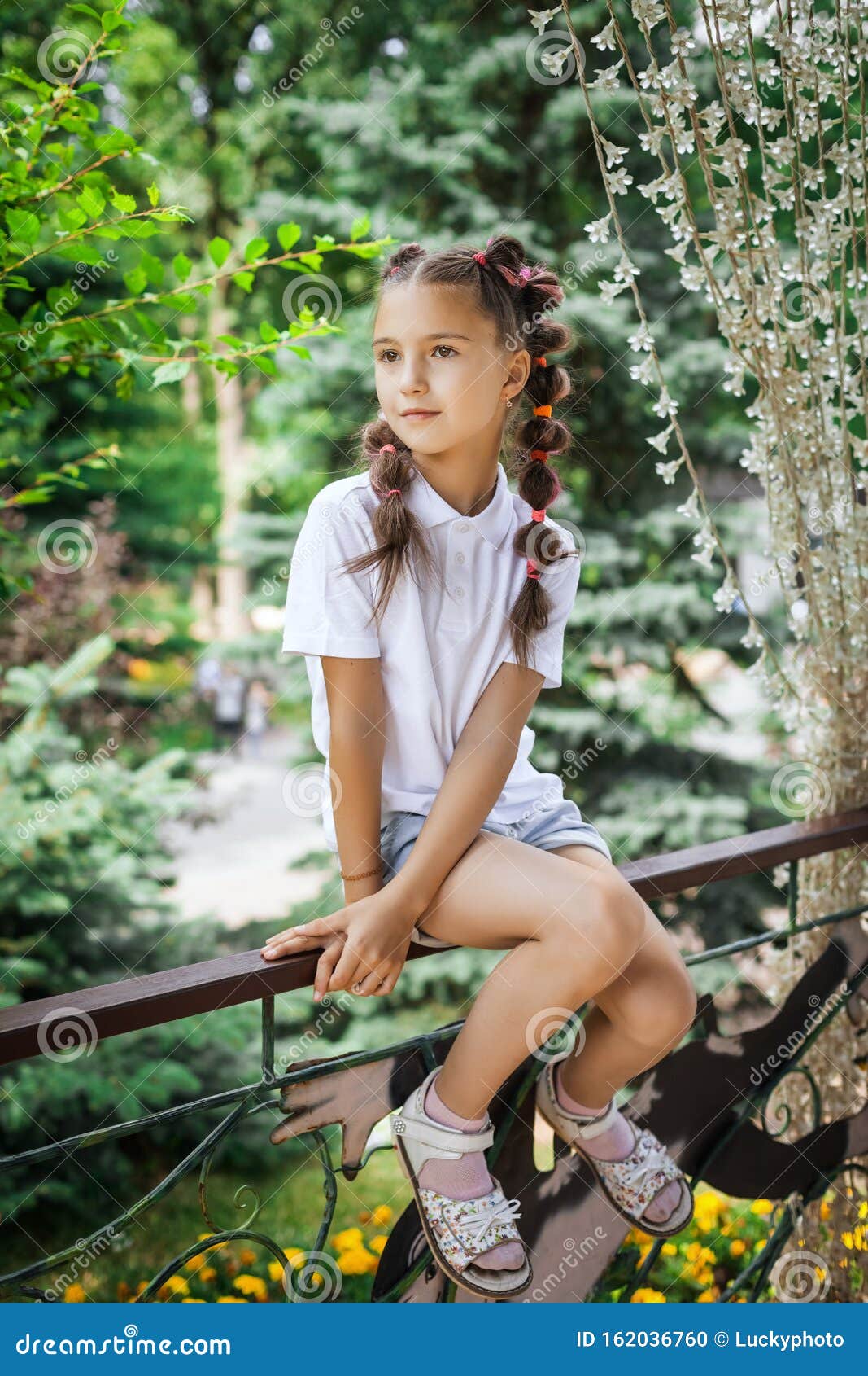 Small Girl Sitting On Handrails I