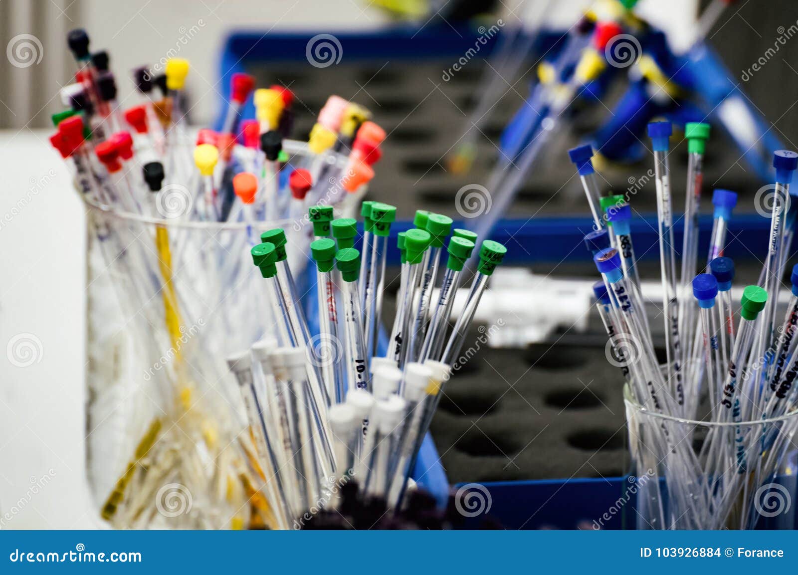 small glass nmr tubes with samples