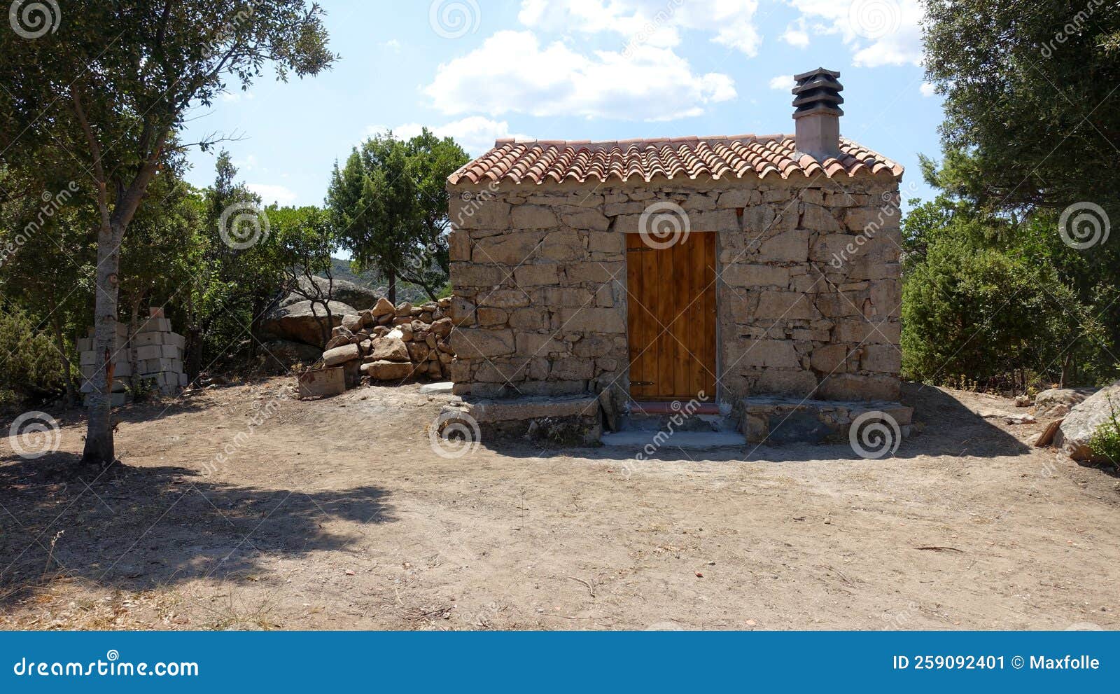 A Small Granite House in the Sardinian Countryside. Stock Image Image