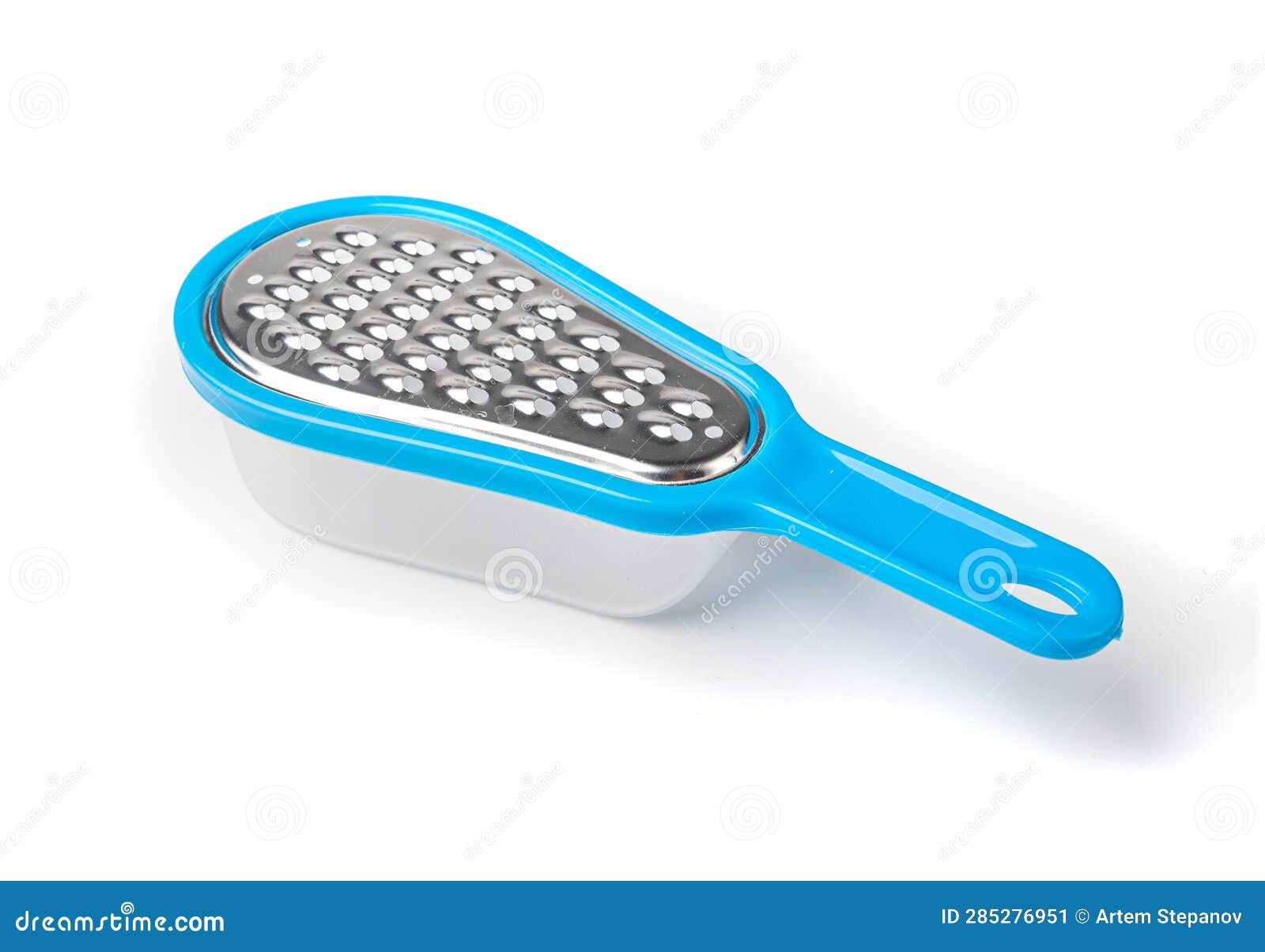 Small Grater Isolated, Mini Cheese Grater with Plastic Container Stock